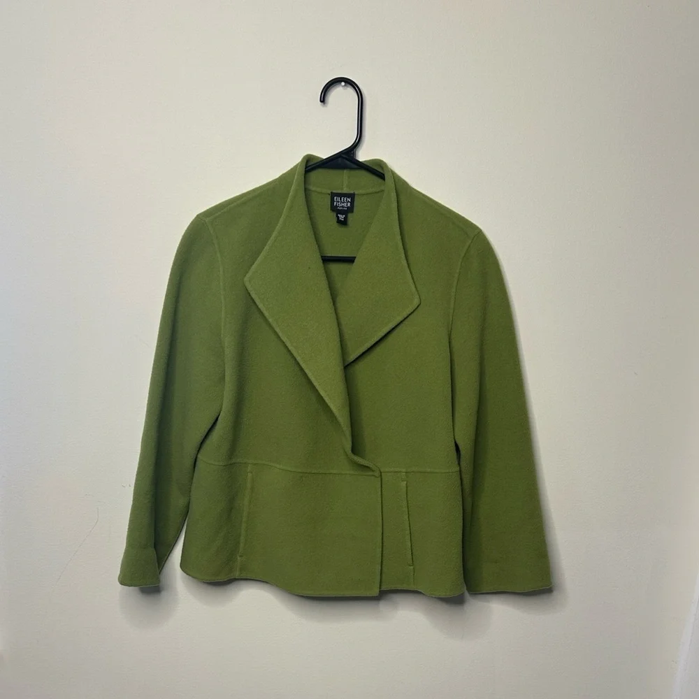 Eileen Fisher Olive Green Wool Blazer